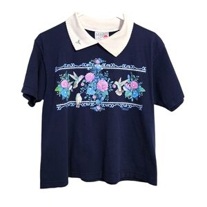 MORNING SUN hummingbird gardening‎ tee collard tee shirt 90's